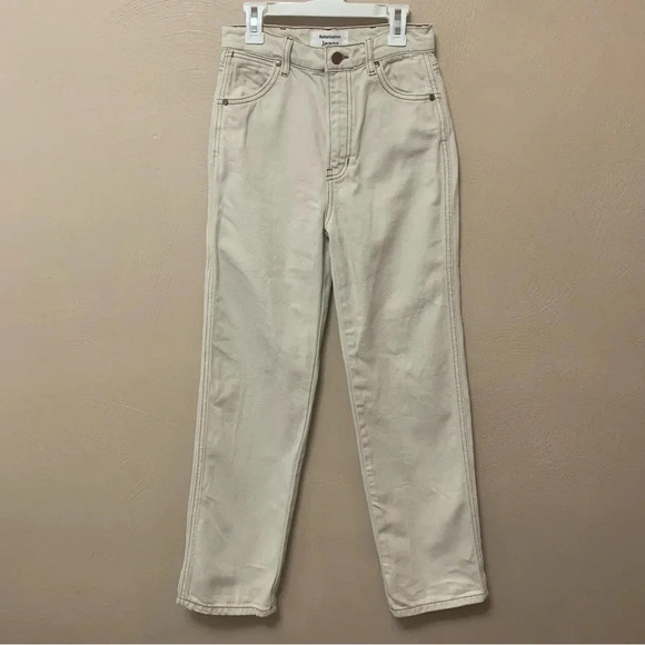 Reformation Denim - Reformation Cowboy High Rise Straight Jeans in Almond Size 24